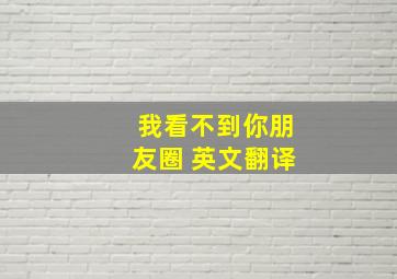 我看不到你朋友圈 英文翻译